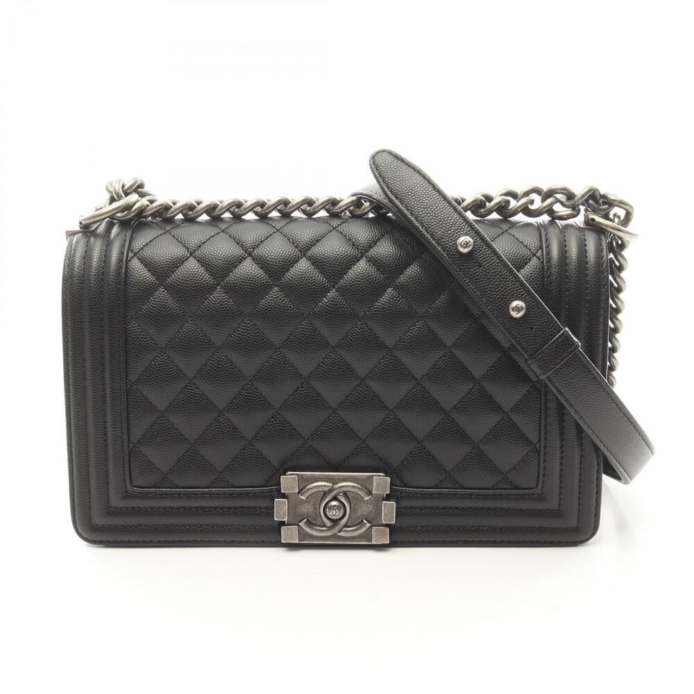 Chanel Boy Shoulder Bag Caviar Leather Grained Calfskin Black